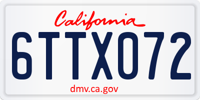 CA license plate 6TTX072