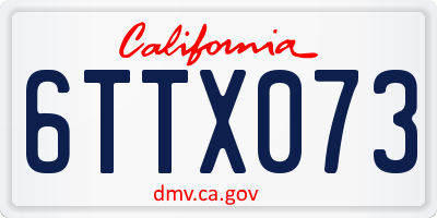 CA license plate 6TTX073