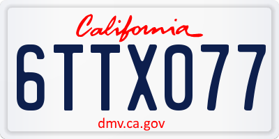 CA license plate 6TTX077