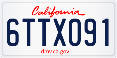 CA license plate 6TTX091