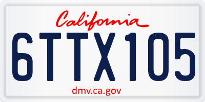CA license plate 6TTX105