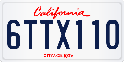 CA license plate 6TTX110
