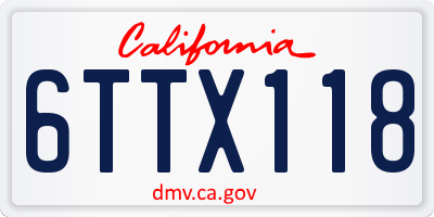 CA license plate 6TTX118