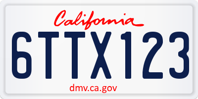 CA license plate 6TTX123