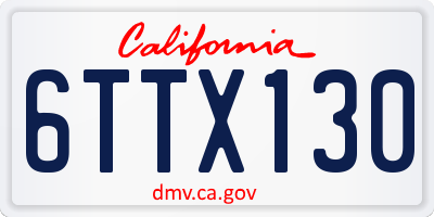 CA license plate 6TTX130