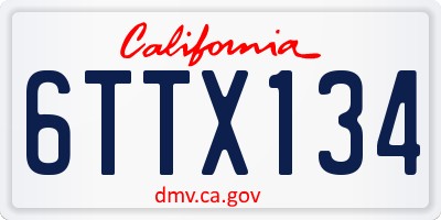 CA license plate 6TTX134