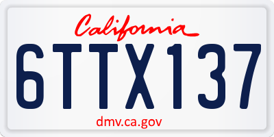 CA license plate 6TTX137