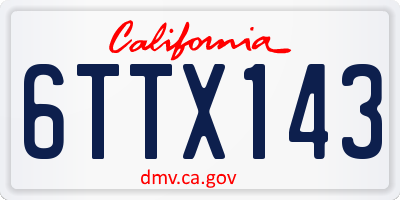 CA license plate 6TTX143