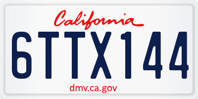 CA license plate 6TTX144