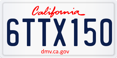CA license plate 6TTX150
