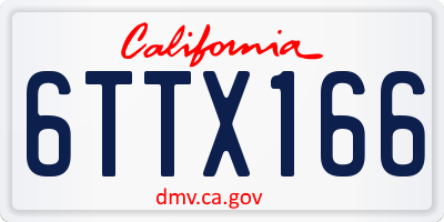 CA license plate 6TTX166