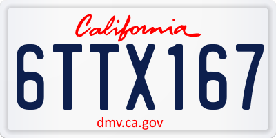 CA license plate 6TTX167