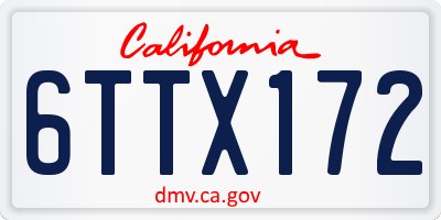 CA license plate 6TTX172