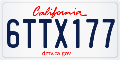 CA license plate 6TTX177