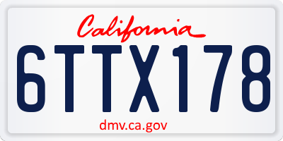 CA license plate 6TTX178