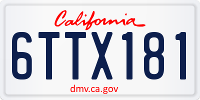 CA license plate 6TTX181