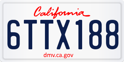 CA license plate 6TTX188