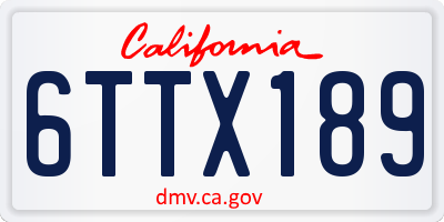 CA license plate 6TTX189