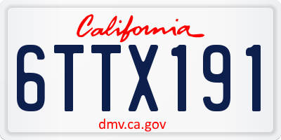 CA license plate 6TTX191