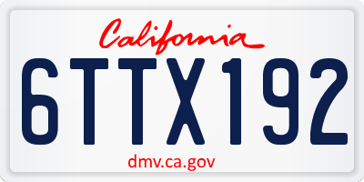 CA license plate 6TTX192