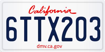 CA license plate 6TTX203