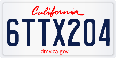 CA license plate 6TTX204
