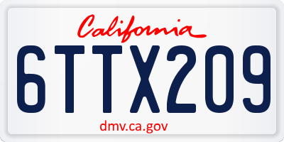 CA license plate 6TTX209