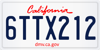 CA license plate 6TTX212