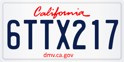 CA license plate 6TTX217