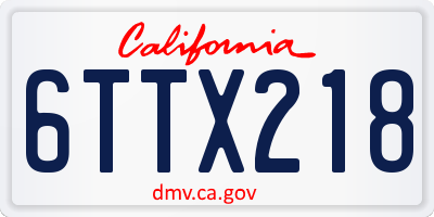 CA license plate 6TTX218