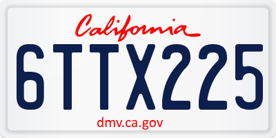 CA license plate 6TTX225