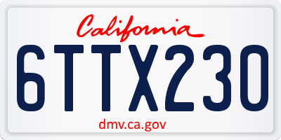 CA license plate 6TTX230