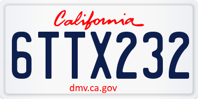 CA license plate 6TTX232
