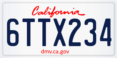CA license plate 6TTX234