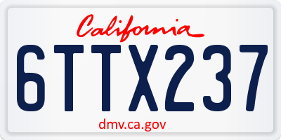 CA license plate 6TTX237