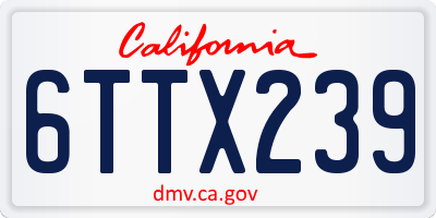 CA license plate 6TTX239