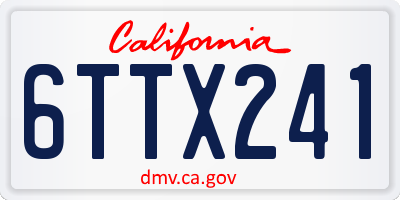 CA license plate 6TTX241