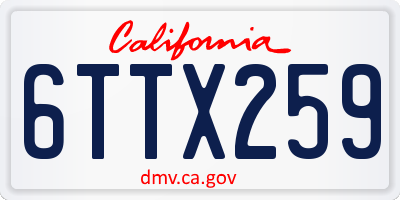 CA license plate 6TTX259