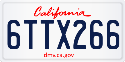 CA license plate 6TTX266