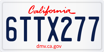 CA license plate 6TTX277