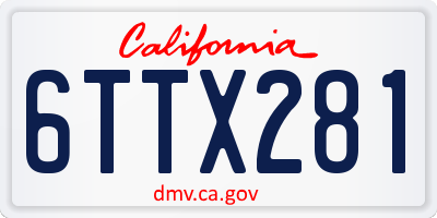 CA license plate 6TTX281