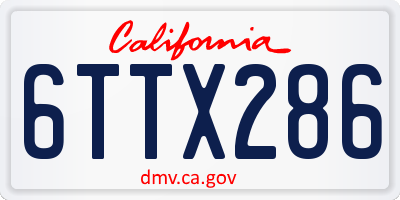 CA license plate 6TTX286