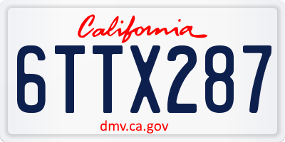 CA license plate 6TTX287