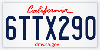 CA license plate 6TTX290