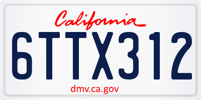 CA license plate 6TTX312