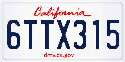 CA license plate 6TTX315