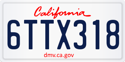 CA license plate 6TTX318