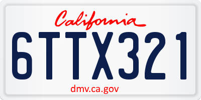CA license plate 6TTX321