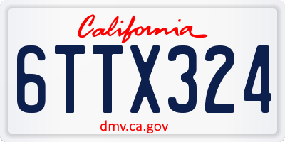 CA license plate 6TTX324