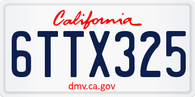 CA license plate 6TTX325